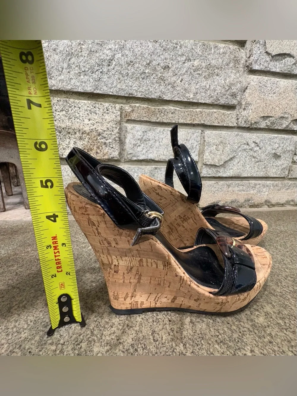 Y2K Women’s Aldo Black Cork Wedge Strappy Sandals - Size 6